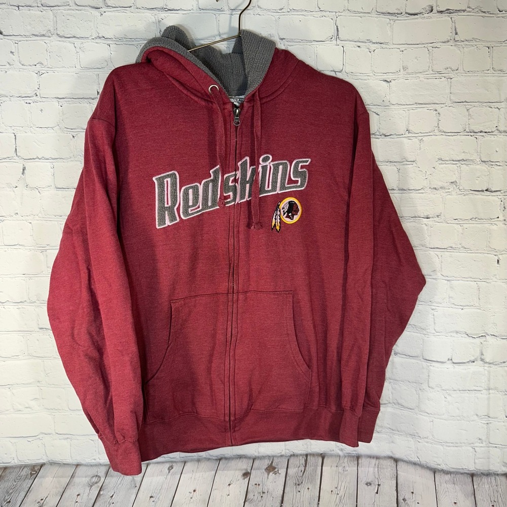 NFL Team Apparel Washington Redskins Full Zip Hoodie Burgundy Heathered Mens L